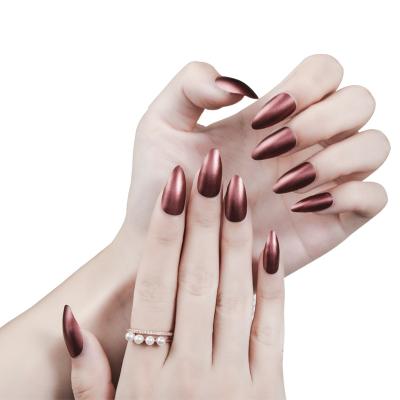 China New Metal French Net Red Color Finished Nail PIECE Nail Correction Wear Removable Waterproof Nail Enhancement 24 Pieces for sale