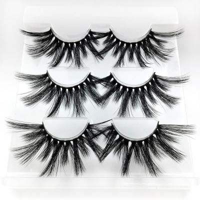 China Long natural dense 25mm 5D mink simulated false eyelashes wholesale dense false three pairs without. eyelashes 1 false for sale