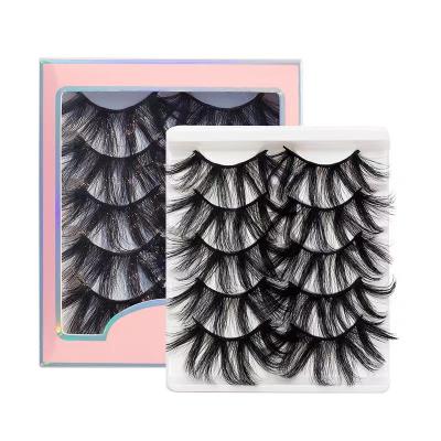 China Long Natural Messy Mink Hair 5d25mm Multilayer Eyelashes Lengthened Thick European and American False Eyelashes for sale