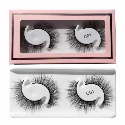 China New Cotton 2-Pair Long Stem Natural Soft Multilayer False Eyelashes 3D Thick Eyelashes Pink Box for sale