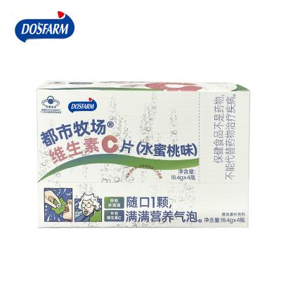 China DOSFARM OEM Vitamin C Peach Flavors Fizzy Tablets Sugar Free Candy Healthy Food Dietary Supplement for sale