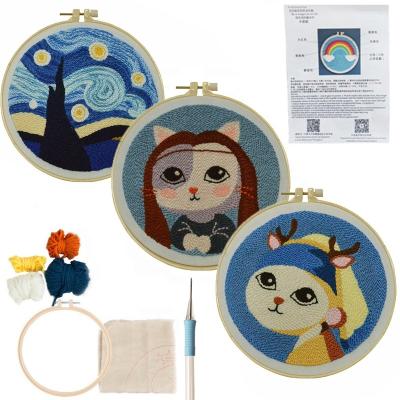 China The Beginner Kit Include Instruction, Punch Needle China Punch Needle Embroidery Fabric With Pattern, Chatter for sale