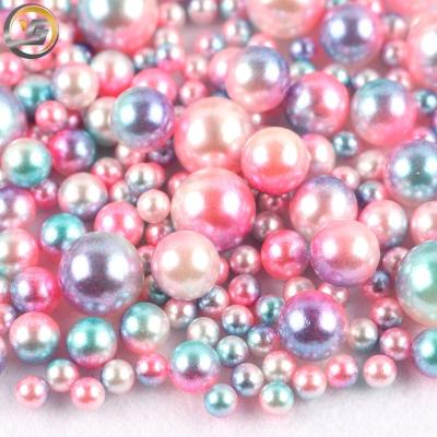 China Flatback Gradient Color Multiple Mixed Size 3-10mm Round Shape Plastic Bead Without Hole for sale