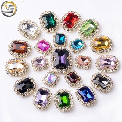 China Wholesale Flatback Rectangle Shape Crystal Glass Cup Chain Claws DIY Rhinestones For Hair Clip for sale