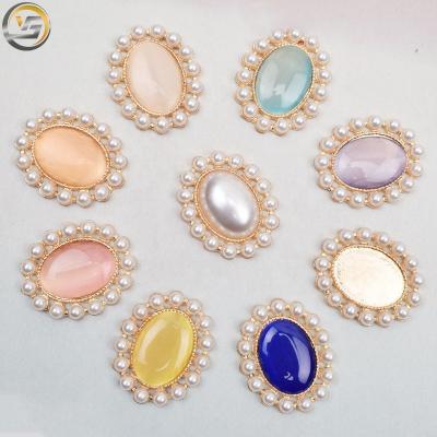 China Handmade Flatback DIY Jewelry Oval Shape Stone Crystal Rhinestones With Alloy Base Of Cat's Eye for sale