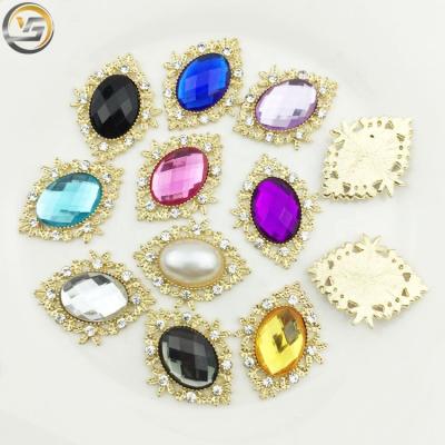 China Wholesale Alloy Big Size Oval Base Flatback Shape Acrylic Flat Back Rhinestones For Hair Clip for sale