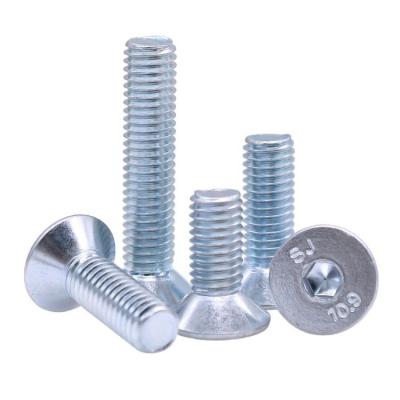 China Handan Fastener Direct White Blue Zinc Plated DIN7991 CSK Flat Head Hex Socket Bolt Screw for sale