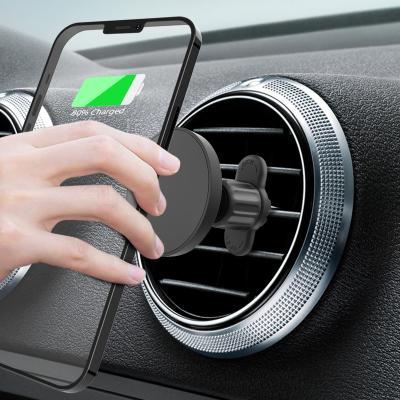 China Adjustable Fast Wireless Magnetic Car Phone Charger 15W Wireless Charger Holder For Iphone 12 for sale