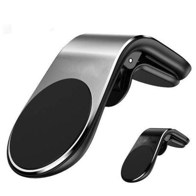 China Wholesale Price PORTABLE L Type Magnetic Mount Zinc Alloy Mobile Phone Air Vent Car Phone Holder for sale