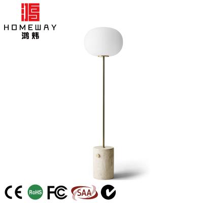 China Fashion Decoration Nordic Marble Glass Floor Lamp Minimalist Bulb Position Lamp for sale