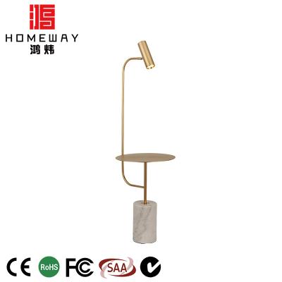 China Fashion Low Price Minimalist Reading Brass Floor Lamp Round Home Decor Stand Marble Floor for sale