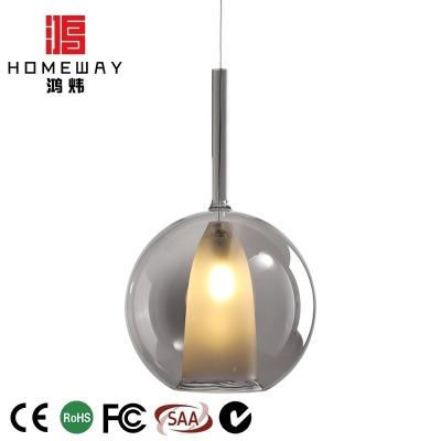 China White Feature Design Indoor Frosted Italian Lamp Around Globe Light Smoked Gray Glass Pendant Light for sale