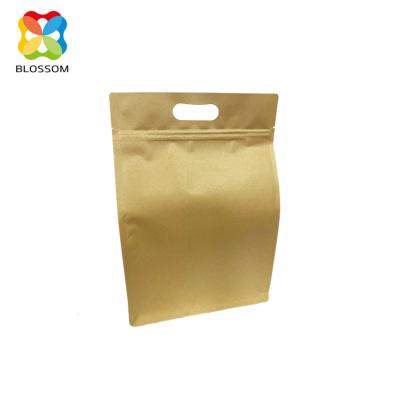 China Recyclable Kraft Paper Eight Side Sealing Bag For Tea Coffee Bean Dried Fruit Packaging for sale