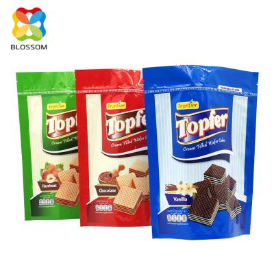 China Custom Eco Friendly Multilayer Barrier Color Printing Compound Packaging Stand Up Pouch With Zipper For Cookies for sale