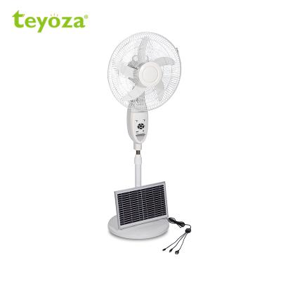 China AC/DC operation with teyoza powerful wind home appliance 16 inch solar rechargeable standing fan with remote and light for sale