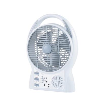 China Popular outdoor AC/DC operation teyoza new solar rechargeable fan with power bank and led lighting for sale