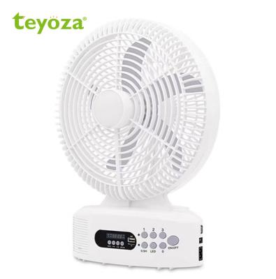 China Solar charging+ FM+Music plalyer teyoza 8inch mini pedestal fan ACDC multifunctional solar fan with media player and FM radio for sale