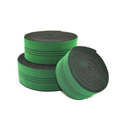 China New XDH 2021 Viable Green Black Color PP And PE Material Sofa Elastic Rubber Webbing Sofa Strap for sale