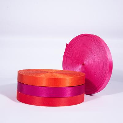 China Viable Custom Factory Wholesale Polyester Webbing Solid Color Single / Double Sided Single Silk Ribbon for sale