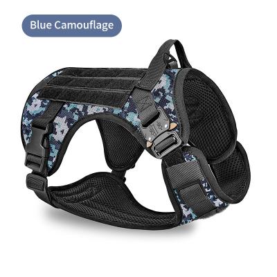 China Custom Logo Adjustable Pet Harness Training Vest Military Camouflage Dog Tactical Dog Harness for sale