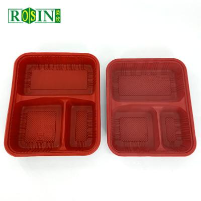 China 100% Food Grade Materials Food Grade 3 Compartment Microwave Food Tray PP Disposable Tray With Lid for sale