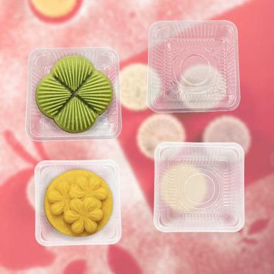 China Disposable Clear Square Single Cavity Mooncake Plastic Insert Blister Inner Trays For Dessert Truffle Candy for sale