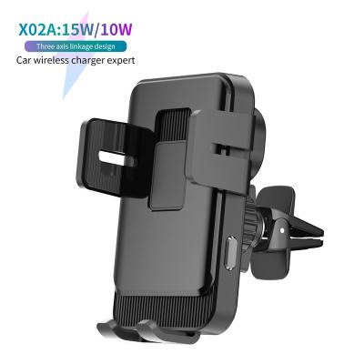 China New China-chic Wireless Car Phone Holder K02A Air Vent Phone Holder 15W Qi Wireless Fast Charging Auto-Fixing Car Holder Compatible For iPhone for sale