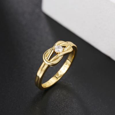 China Cheap Stock Hiphop Bowknot Zircon Ring Female Copper 18K Gold Plated Decoration Rings for sale