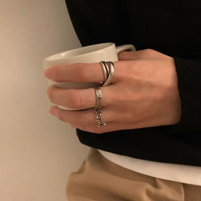 China Trendy Simple Trendy Retro English Letter Ring Korean Roman Numeral Hip Hop Opening Ring Adjustable for sale