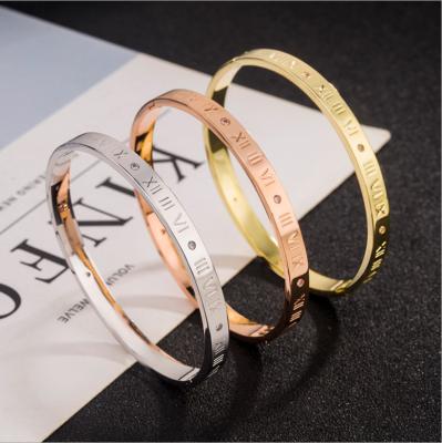 China Trendy Wholesale Korean Roman Jewelry Fashion Statement Simple Popular Copper Bracelet for sale