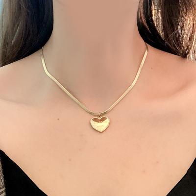 China FASHIONABLE Custom Titanium Steel Simple Statement Love Pendant Snake Chain Gold Plated Jewelry Necklace for sale