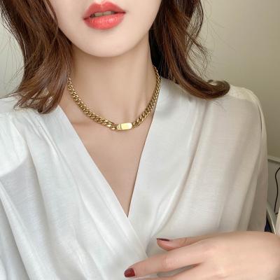 China CLASSIC Thick Titanium Steel Statement Necklace Chain Simple Fashion Gold Plated Stainless Steel Necklace for sale