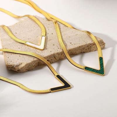 China FASHIONABLE High Quality Geometric V Shape 18k Gold Plated Stainless Steel Pendant Necklace for sale