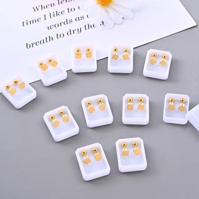 China 2021 Cute Trendy Stainless Steel Flower Shape Women Retro Minimalist Gold Stud Earrings for sale