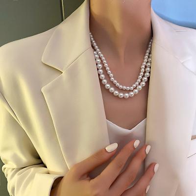 China Vintage Fashion Trend Designer Simple Statement Jewelry Custom Imitation Pearl Necklace For Women for sale