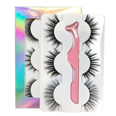 China Wholesale High Quality Synthetic Eyelash Kit 100% Hand Made Synthetic 3 Pairs Faux Mink Lashes for sale