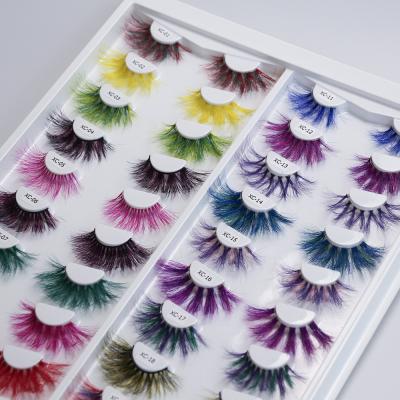 China 100% natural soft 3d mink curls 25mm mink eyelash extensions soft bushy colorful superroot messy 100% long lashes for sale