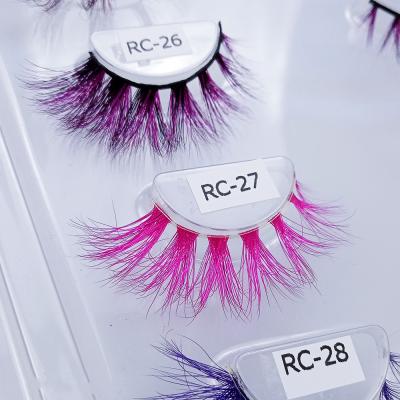 China Hot-selling 5D 25mm multilayer design factory products colorful fluffy eyelashes 0.07mm 7g lengthen real mink fur fluffy multilayer eyelashes for sale