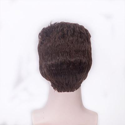 China Curly Nature Short Layered Straight Men Wig Blonde Men Wigs Long Side Bang Synthetic Hair Wig For Male for sale