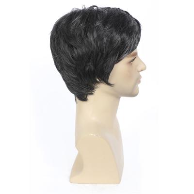 China European and American fashion curly men's wig new light brown handsome men's wig Headcover for sale