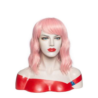 China Wave most sale laceless glueless hair products synthetic wig pink cap body wave synthetic wigs for sale