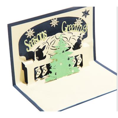 China Europe Customized Pop Up Handmade Bell Card 3d Christmas Tree Greeting Cards With Note for sale