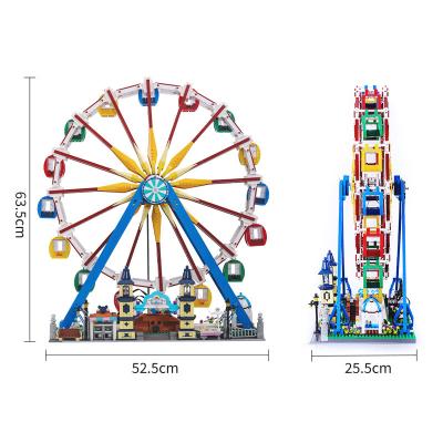 China Construction Toy Mold King 11006 Amusement Park Building Blocks Turning Ferris Wheel Block Toy Adventure Toys For Children With Lighting Kit for sale