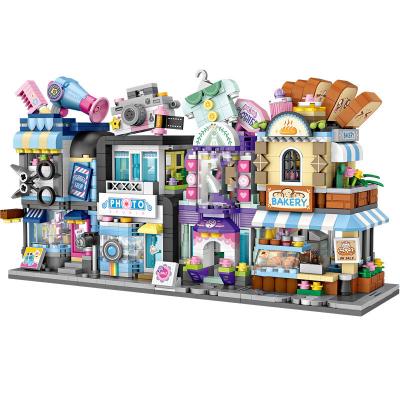 China Toy Loz's Street View Streetview Building Blocks Barber Mini Bakery City Corner Shop Toy Store Moc Bricks Photo Building Toys For Kids for sale