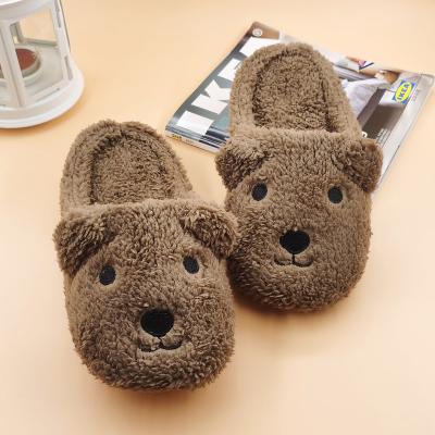 China Fashion Trend Women's Girls Faux Fur Fluffy Home Shoes Velveteen Bear Dog Slippers for sale