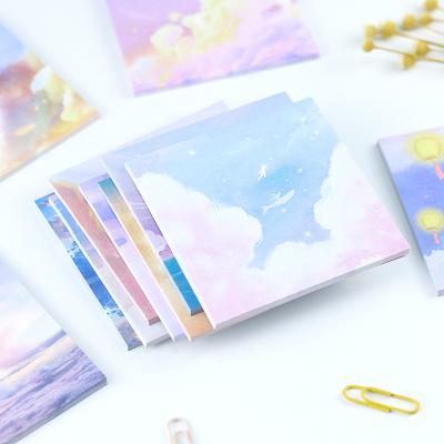 China Self Adhesive Hot Sticky Notes Logo Print Custom Amazon Sale Rainbow Oil Painting Notepad 8x8cm Promotion Sticky Note for sale