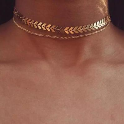 China BOHEMIA Two Layers Collares Fishbone Multi Plane Arrow Collar Choker Necklace for sale