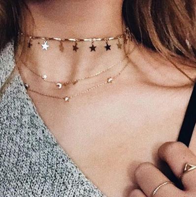 China 2020 Tiny BOHEMIA Gold Color Chain Star Choker Necklace For Women Necklaces Pendants Simple Boho Necklace for sale