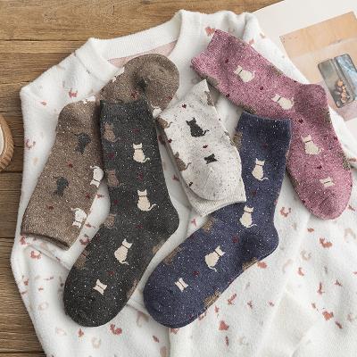 China New Cartoon Antibacterial Women's Breathable Cotton Socks Cute Cat Sock Female Socks for sale