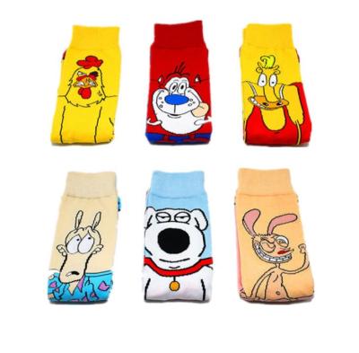 China Wholesale Antibacterial Cute Cartoon Men Socks Fashion Cotton Funny Anime Socks Men's Long Tube Crew Socks for sale